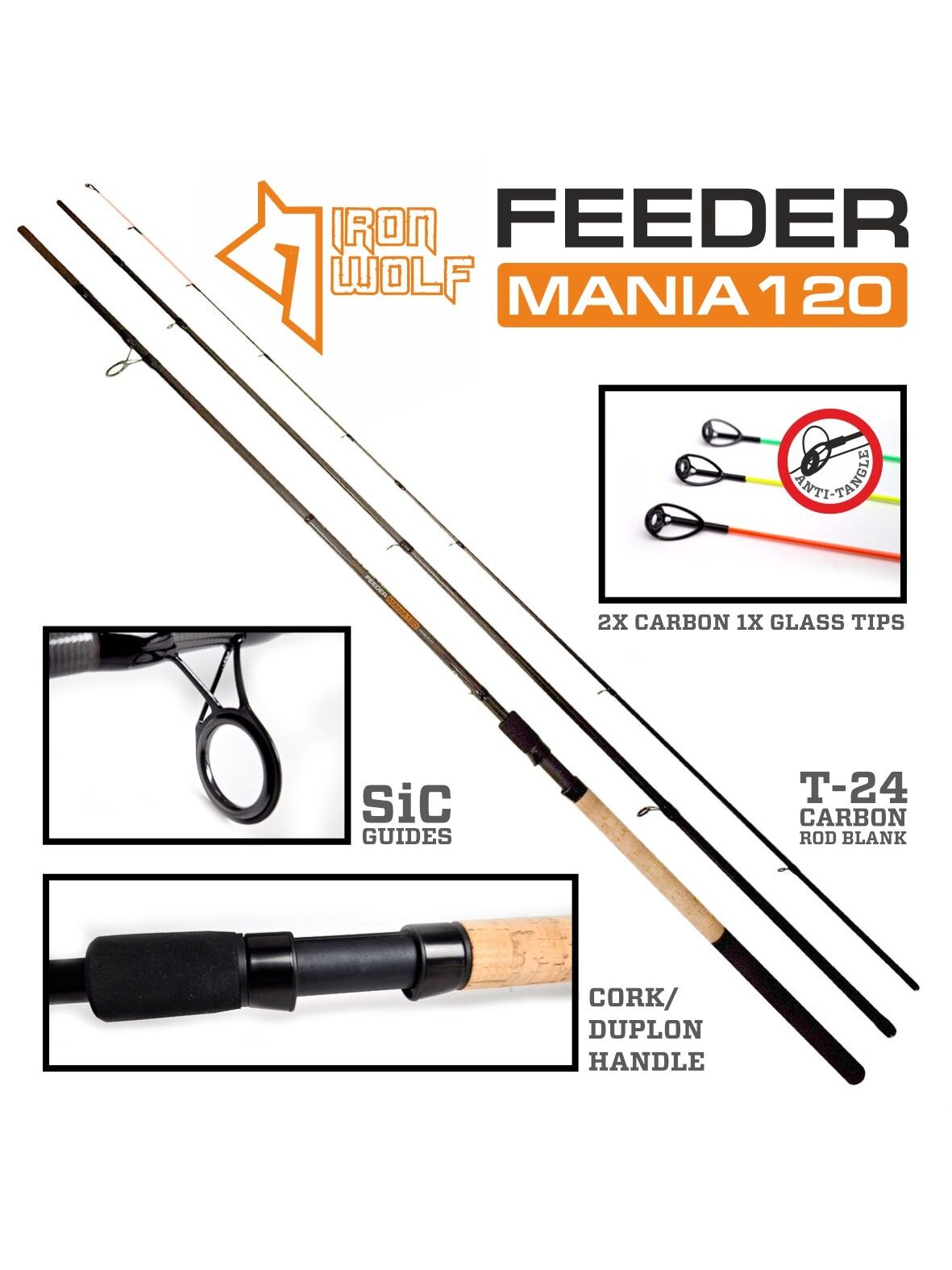 Dugninė Iron Wolf „FEEDER MANIA“.,iki 120g.,3,60m.,3,90m