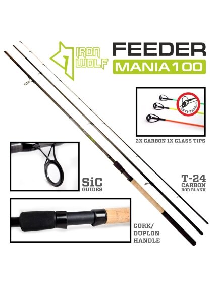 Dugninė Iron Wolf „FEEDER MANIA“.,iki 100g.,3,60m Dugninė Iron Wolf „FEEDER MANIA“.,iki 100g.,3,60m
