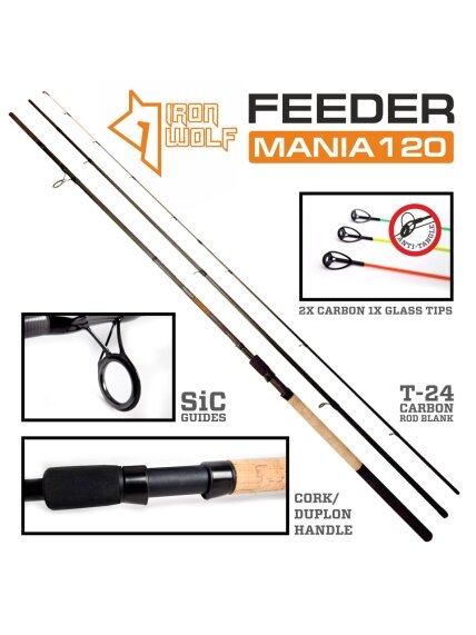 Dugninė Iron Wolf „FEEDER MANIA“.,iki 120g.,3,60m.,3,90m Dugninė Iron Wolf „FEEDER MANIA“.,iki 120g.,3,60m.,3,90m