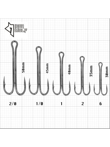 Dvišakiai kabliukai Iron Wolf long shape 1vnt