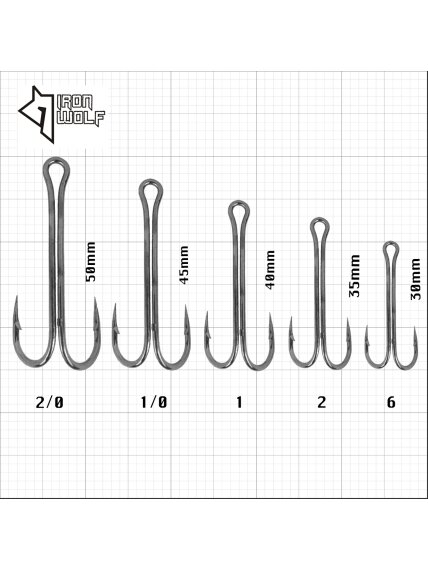 Dvišakiai kabliukai Iron Wolf long shape 1vnt 1
