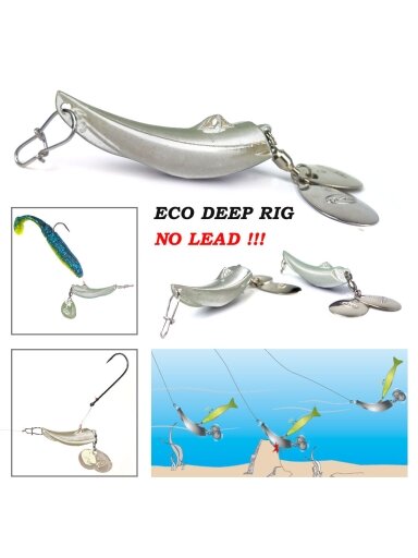 Džigo galva GT-BIO ECO DEEP BOMB RIG metalo spalvos, 30-80g / 1 vnt.