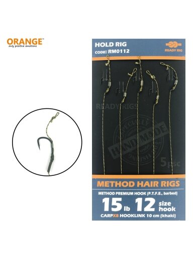 Fyderinė sistemėlė "Method Hair Rigs" kabliukas Nr12, 10cm, 15lb, 5vnt