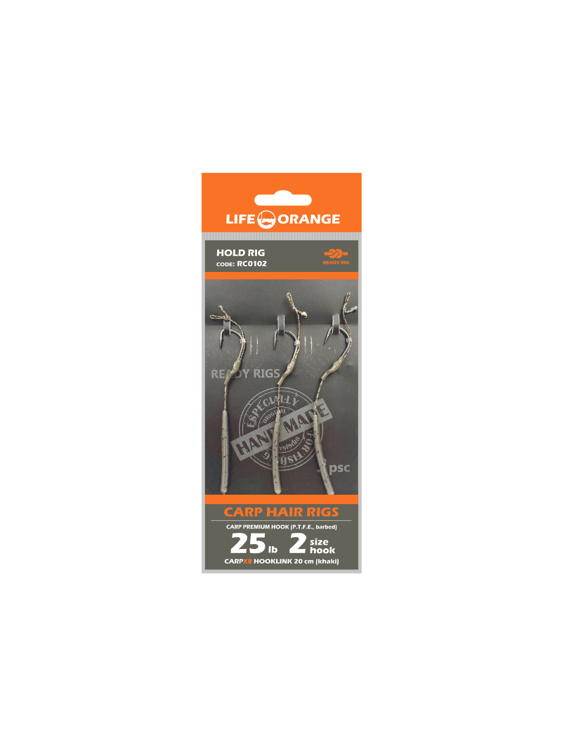 Karpiniai pavadėliai "Hold Rig" kabliukas Nr8, 20cm, 15lb, 3vnt Karpiniai pavadėliai "Hold Rig" kabliukas Nr8, 20cm, 15lb, 3vnt
