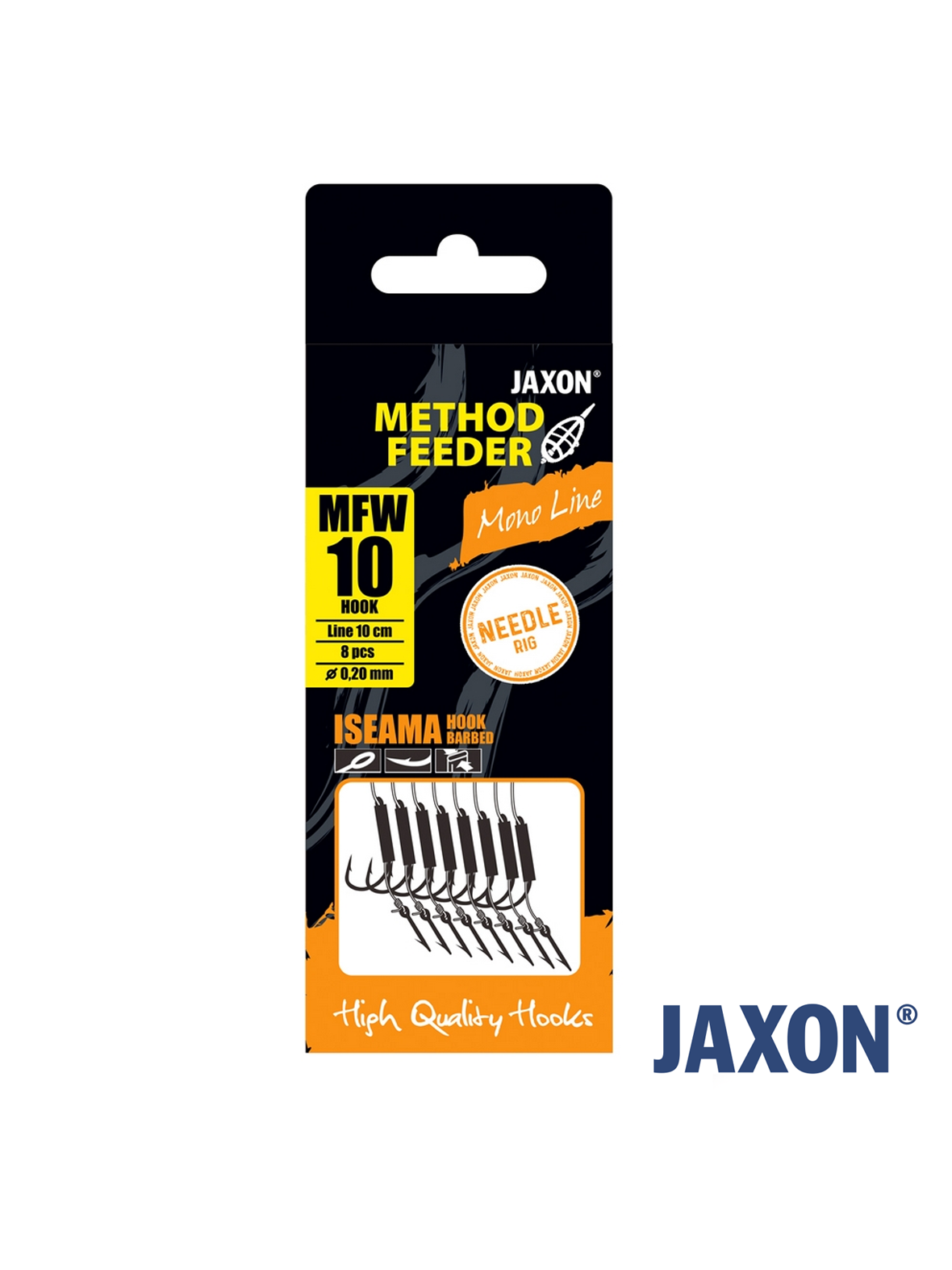 Pavadėliai-sistemos „METHOD FEEDER“.,,ADATA“.,monofilamentinio valo.,Jaxon.,8vnt.,Nr.6.,8.,10.,12.,14