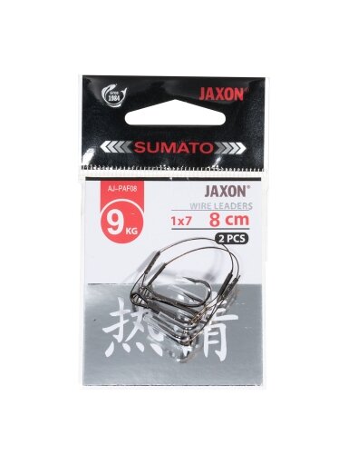 Pavadėlis lydekoms Jaxon Sumato 1x7 silikoniniams masalams ir negyvai žuvelei 9kg - 6cm, 8cm 2 vnt.