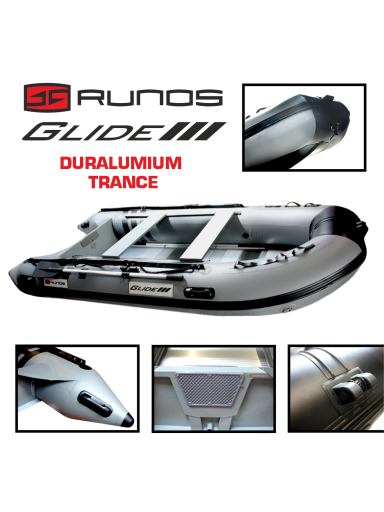 Pripučiama valtis „Runos GLIDE“.,PVC.,3,7m.,4,0m., su DURALIUMINIU TRANSU ir DUGNU