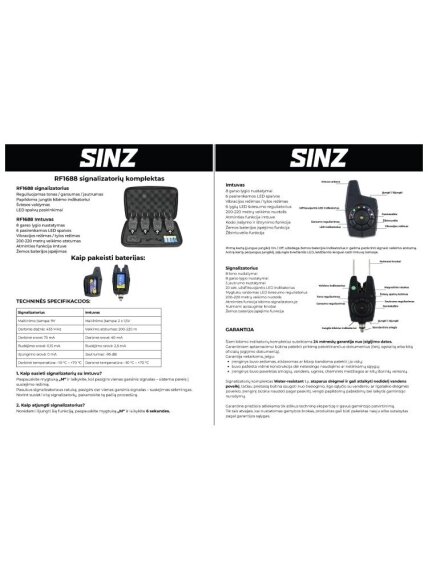 Signalizatorių komplektas SINZ RF1688 2+1 7 Signalizatorių komplektas SINZ RF1688 2+1 7