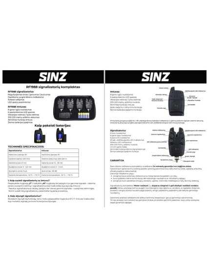 Signalizatorių komplektas SINZ RF1988 4+1 6 Signalizatorių komplektas SINZ RF1988 4+1 6