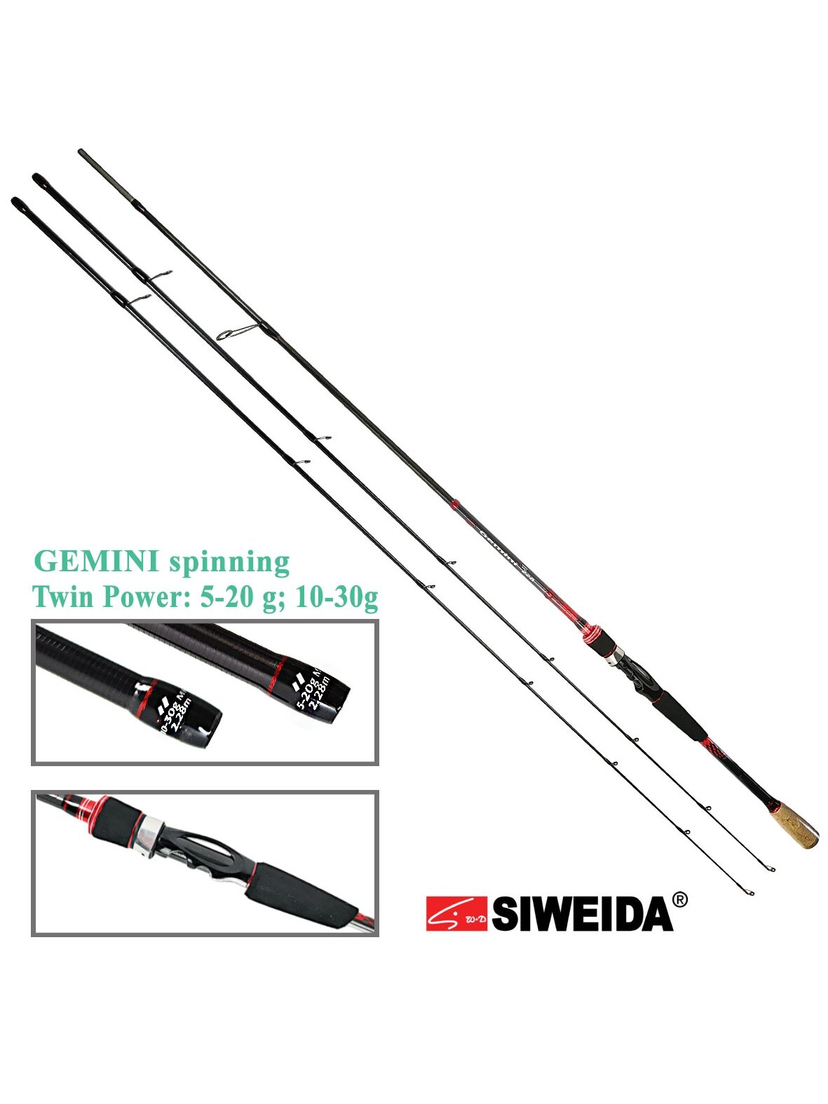 Spiningas Siweida GEMINI Jig /2,28m; 2,40m; 2,55m/ 5-20g+10-30g Spiningas Siweida GEMINI Jig /2,28m; 2,40m; 2,55m/ 5-20g+10-30g