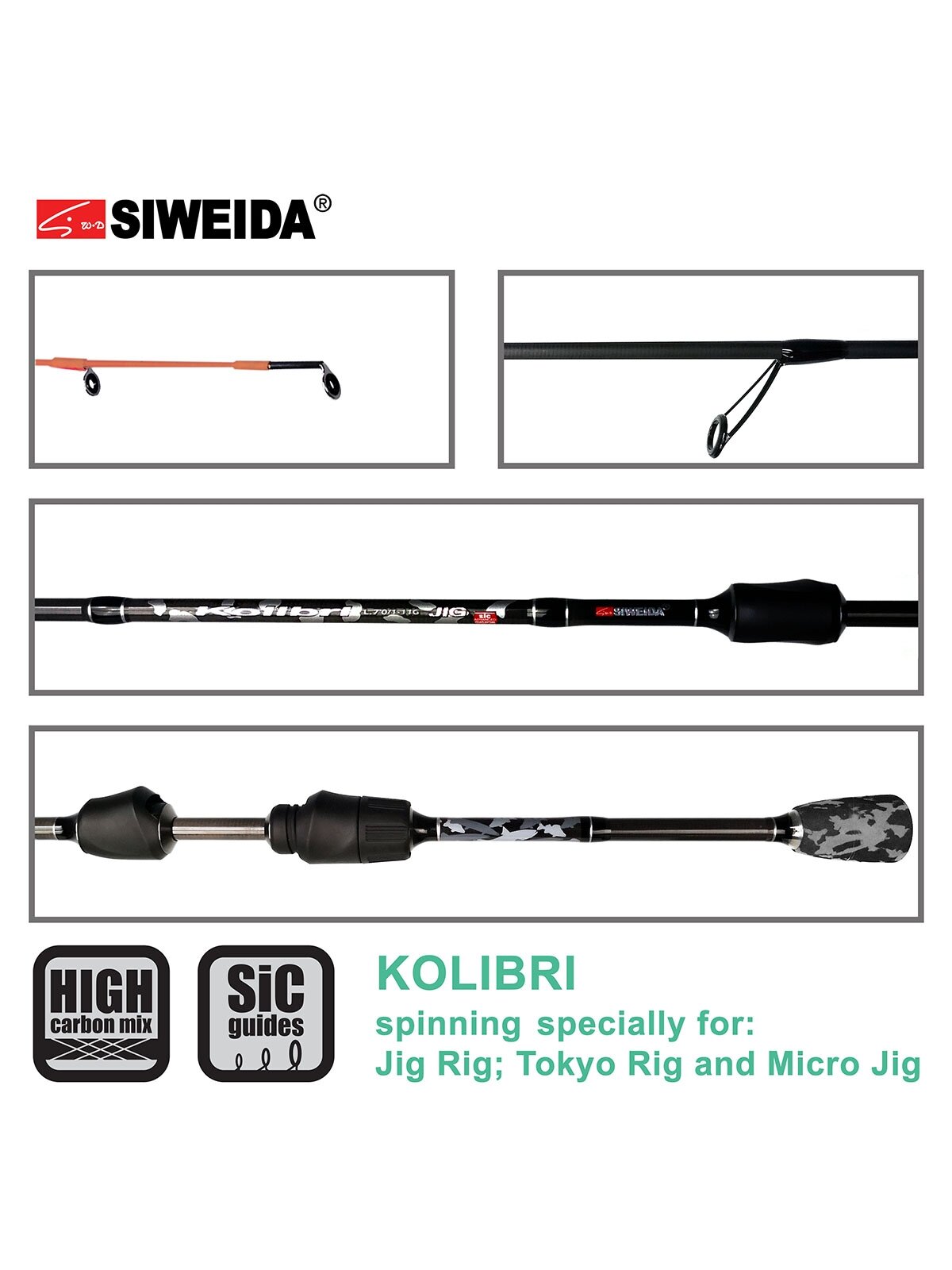 Spiningas Siweida KOLIBRI /1,98m; 2,10m; 2,28m/ 0,4-9g 1