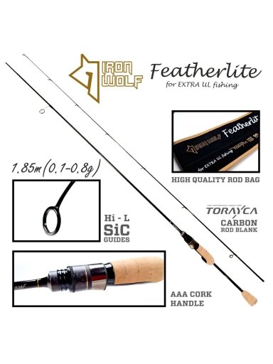 Spiningas Iron Wolf FEATHERLITE.,0,1-0,8g.,1,85m.,TUBULAR tip
