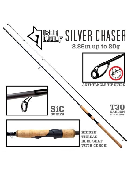 Spiningas Iron Wolf SILVER CHASER.,iki 20g.,2,85m Spiningas Iron Wolf SILVER CHASER.,iki 20g.,2,85m