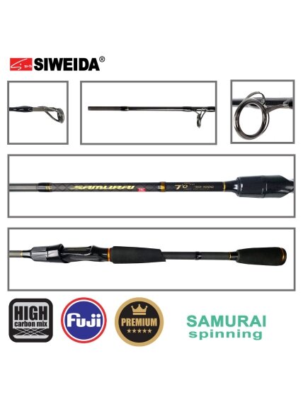 Spiningas Siweida SAMURAI 50-100g /2,28m; 2,40m; 2,65m; 2,85m/ FUJI Spiningas Siweida SAMURAI 50-100g /2,28m; 2,40m; 2,65m; 2,85m/ FUJI