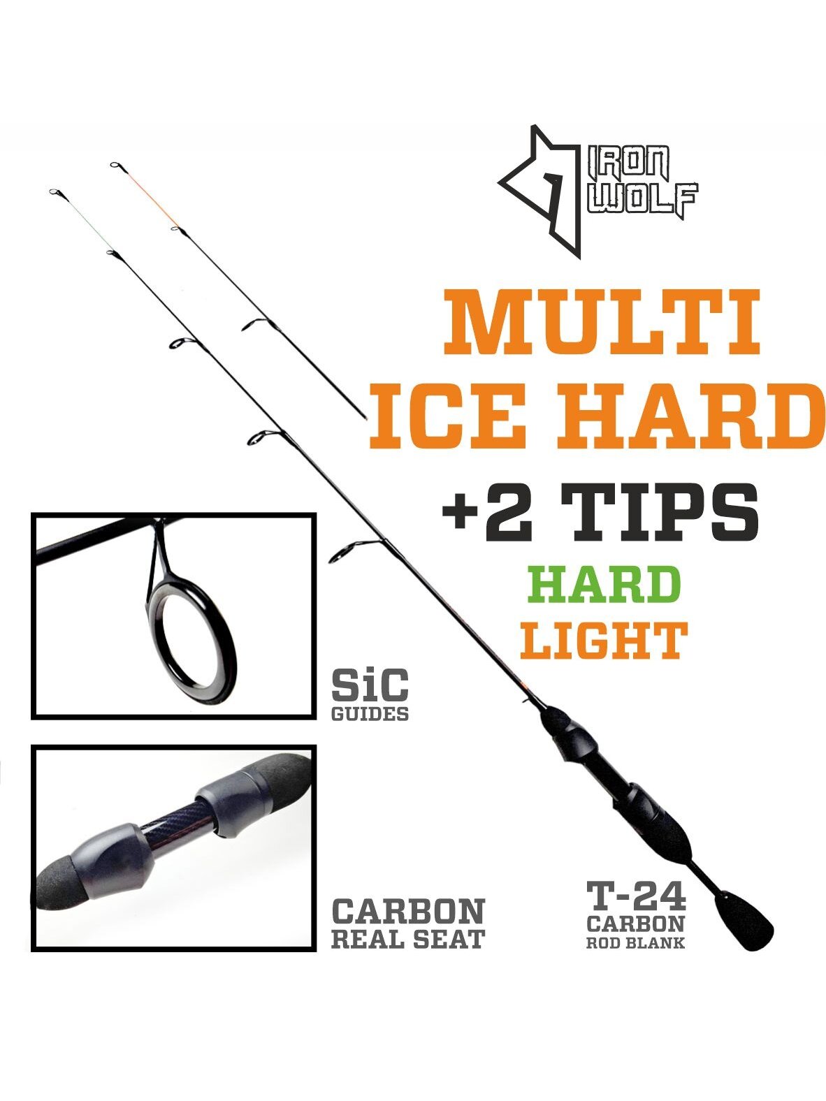 Universali Iron Wolf MULTI ICE HARD žieminė meškerė.,2 viršūnėlės.,75cm Universali Iron Wolf MULTI ICE HARD žieminė meškerė.,2 viršūnėlės.,75cm