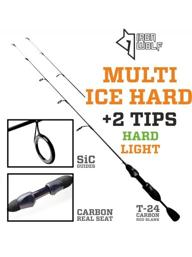 Universali Iron Wolf MULTI ICE HARD žieminė meškerė.,2 viršūnėlės.,75cm