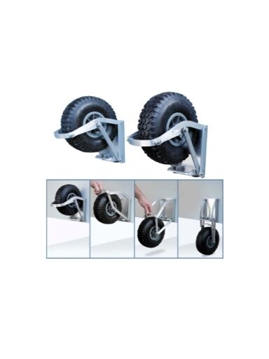 Užlenkiami valties transportavimo ratukai (max 200kg, ratai 265mm)