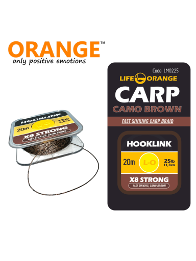 Valas pintas pavadėlinis ORANGE X8 CAMO BROWN.,skęstantis.,15lb.,20lb.,25lb