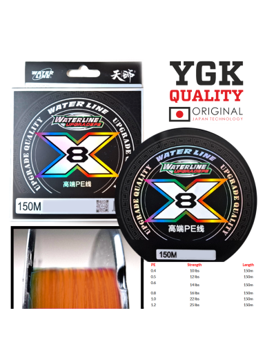 Valas pintas WATERLINE UPGRADE PE X8.,150m.,ORANGE.,1vnt.