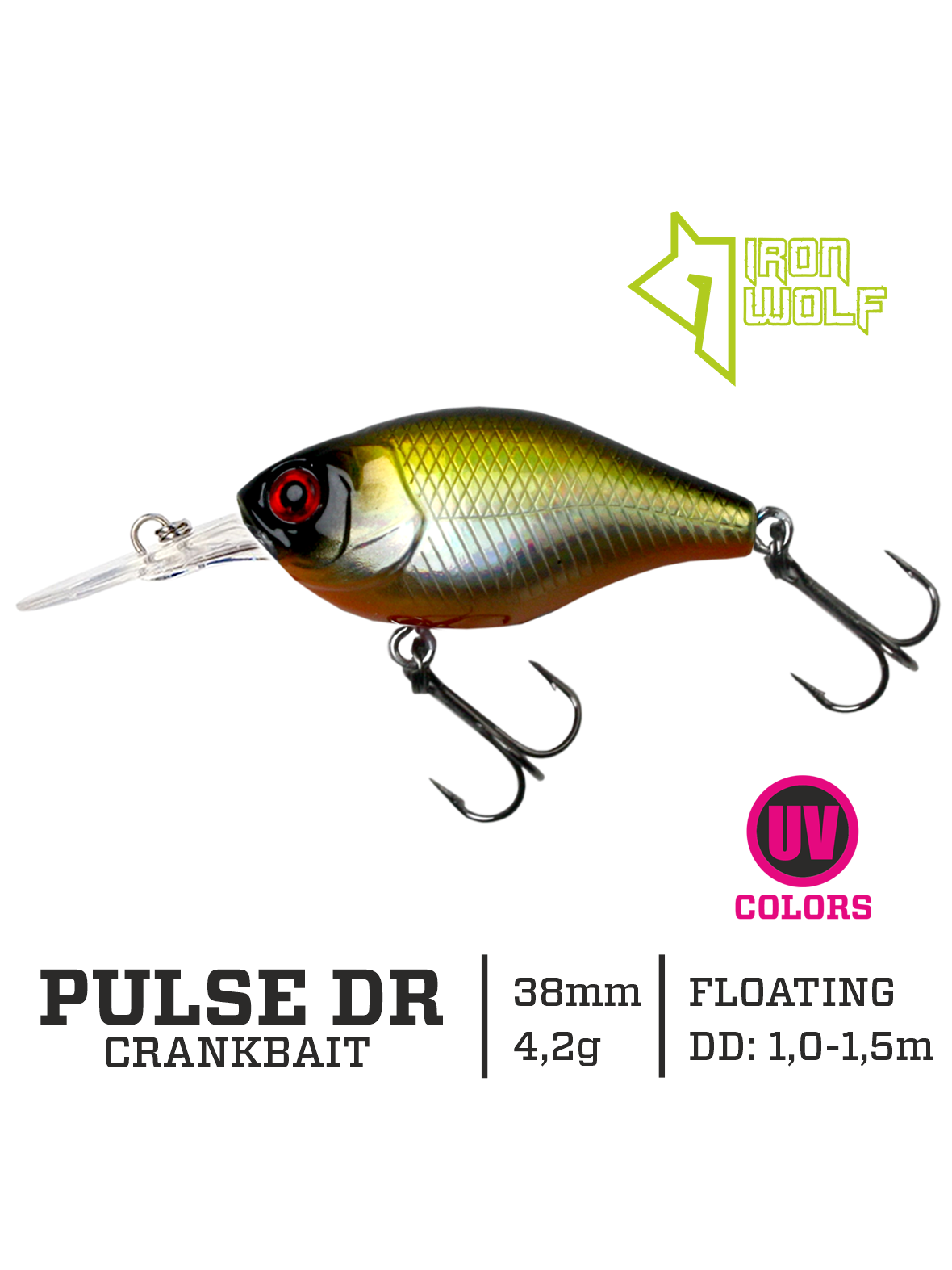 Vobleris Iron Wolf "PULSE DR".,3,8cm.,1,0-1,5m.,K16 Vobleris Iron Wolf "PULSE DR".,3,8cm.,1,0-1,5m.,K16