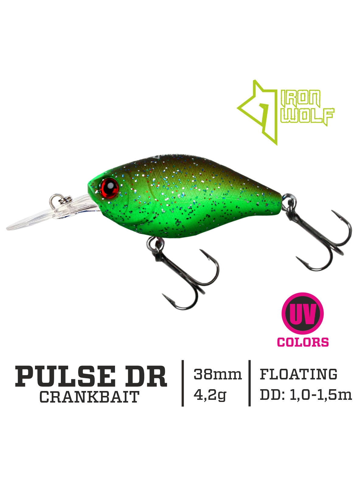 Vobleris Iron Wolf "PULSE DR".,3,8cm.,1,0-1,5m.,MB65 Vobleris Iron Wolf "PULSE DR".,3,8cm.,1,0-1,5m.,MB65