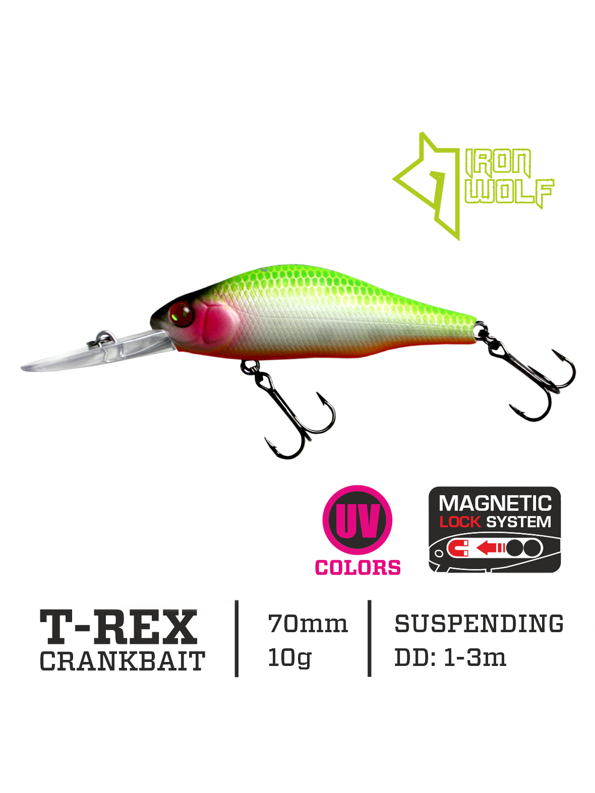 Vobleris Iron Wolf "T-REX" DRSP 7,0cm 1,0-3,0m.,M05 Vobleris Iron Wolf "T-REX" DRSP 7,0cm 1,0-3,0m.,M05