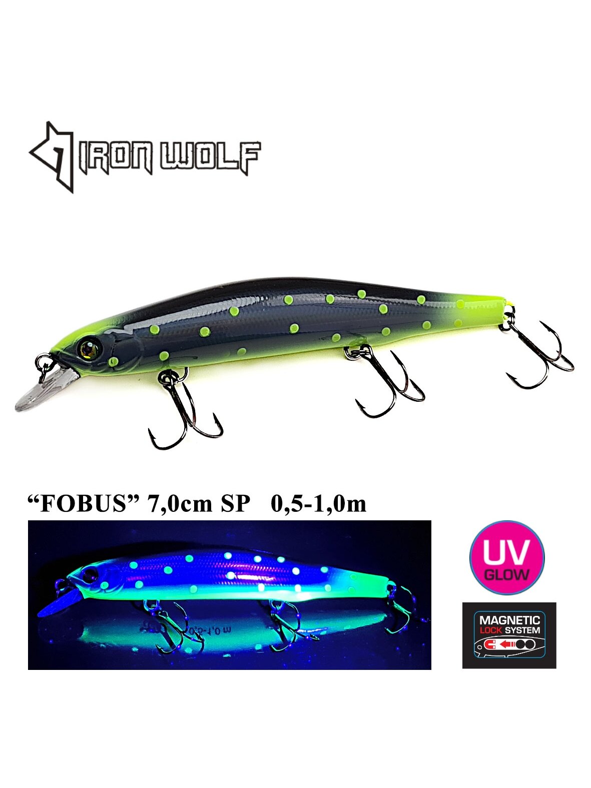 Vobleris Iron Wolf "FOBUS" SP 11,0cm 0,5-1,0m (V) Vobleris Iron Wolf "FOBUS" SP 11,0cm 0,5-1,0m (V)