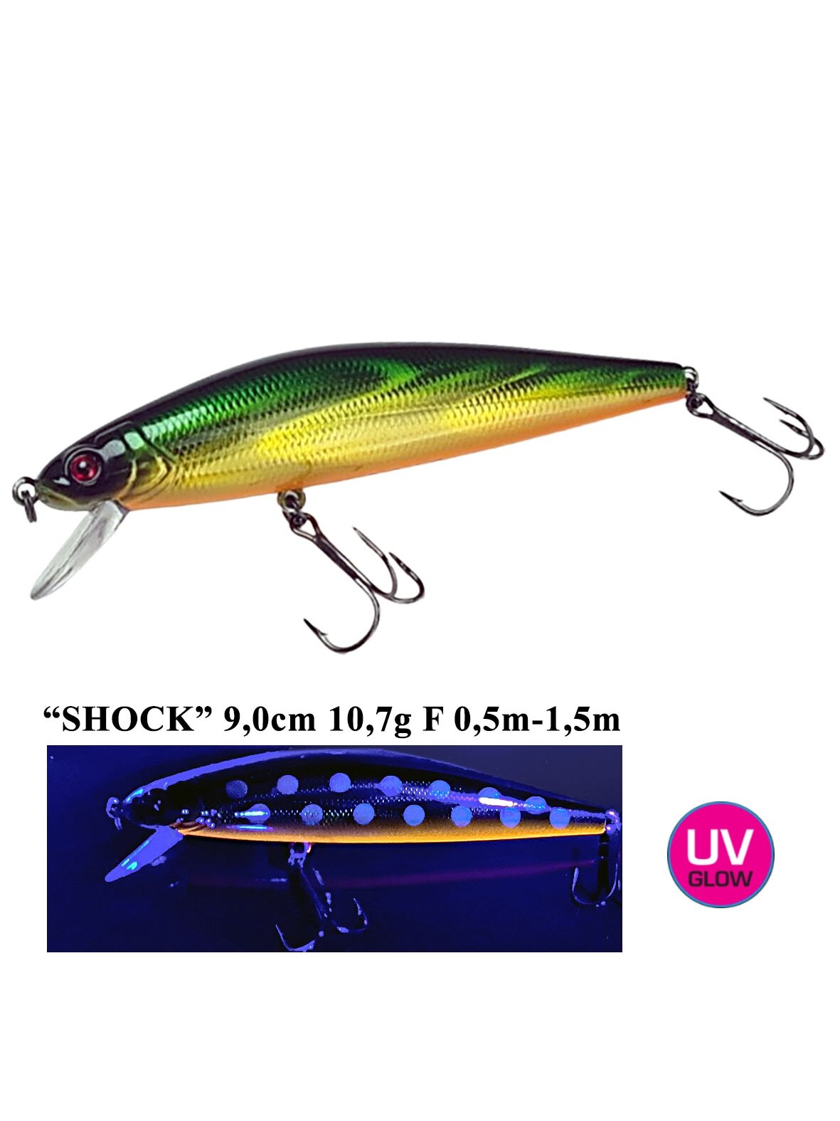 Vobleris Iron Wolf "SHOCK" Floating 9cm 0,5-1,5m D Vobleris Iron Wolf "SHOCK" Floating 9cm 0,5-1,5m D