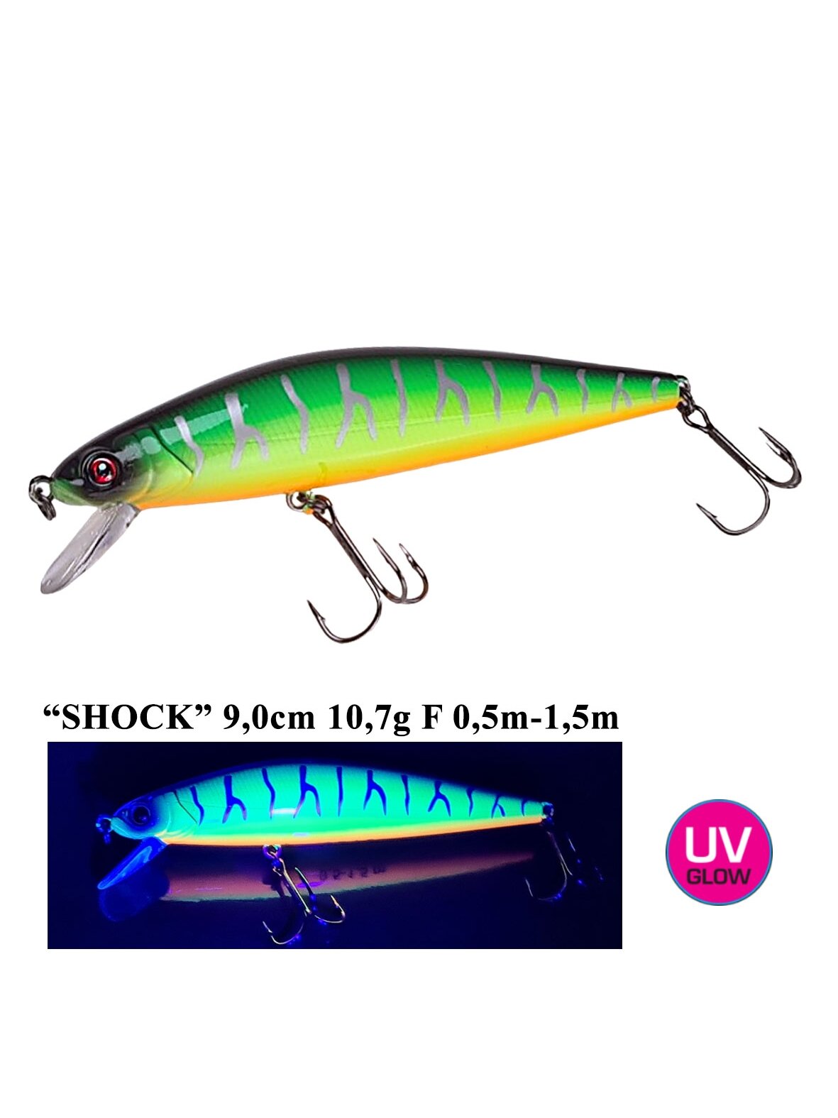 Vobleris Iron Wolf "SHOCK" Floating 9cm 0,5-1,5m E Vobleris Iron Wolf "SHOCK" Floating 9cm 0,5-1,5m E