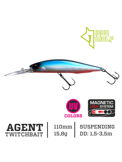 Vobleris Iron Wolf "AGENT" DRSP 11,0cm 1,5-3,5m.,K12 Vobleris Iron Wolf "AGENT" DRSP 11,0cm 1,5-3,5m.,K12