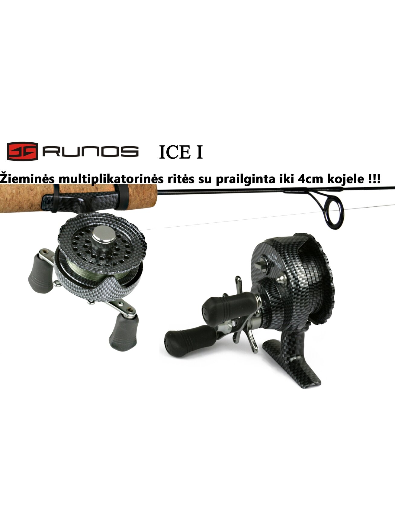 Žieminė multiplikatorinė ritė RUNOS ICE-1 Ø 65mm 2 Žieminė multiplikatorinė ritė RUNOS ICE-1 Ø 65mm 2