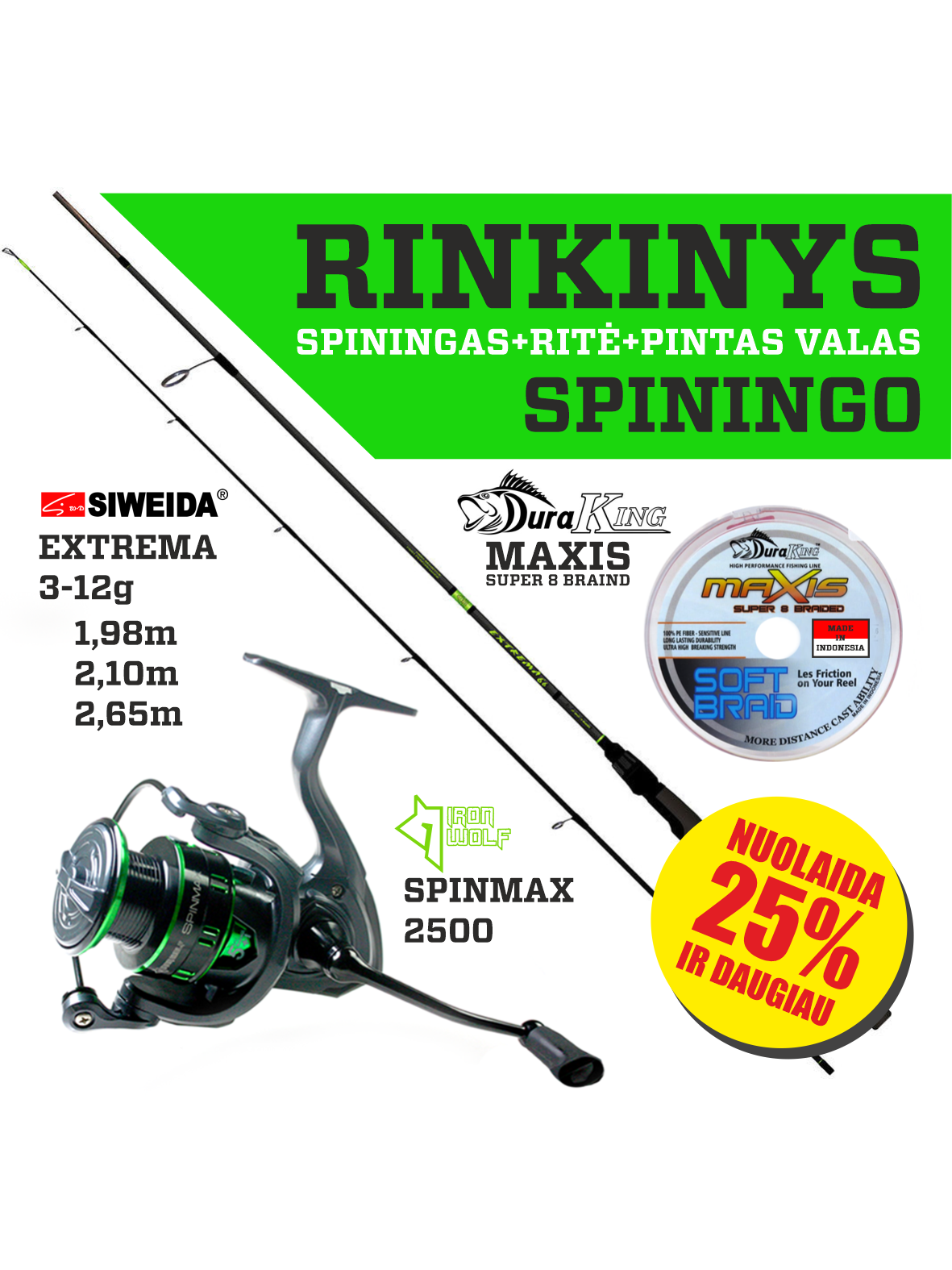 Žvejo mėgėjo-SPININGO RINKINYS. Žvejo mėgėjo-SPININGO RINKINYS.